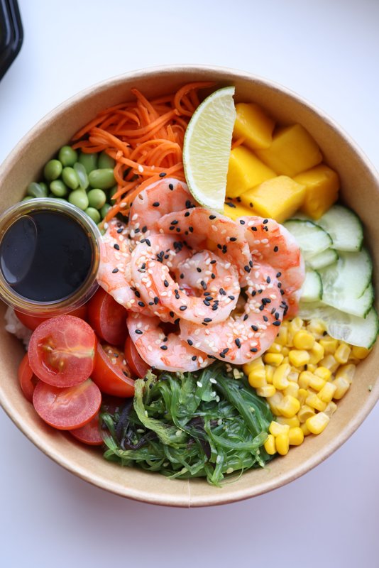 Poke Bowl gambas panés